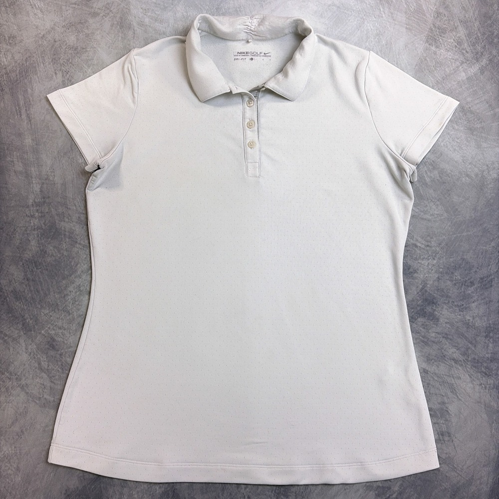 Nike Golf Dri-FIT Polo Shirt Womens Large Grey Short Sleeve Perforated Top